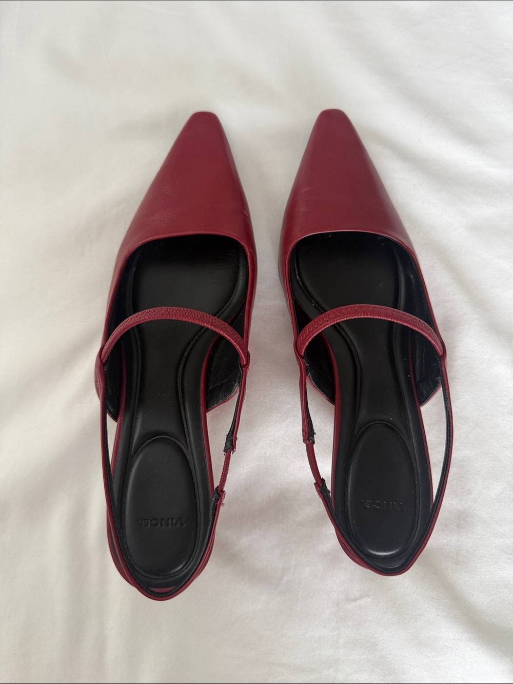 Vince Burgundy Pointed Slingback Flats with Black Insole - Picture 11 of 14